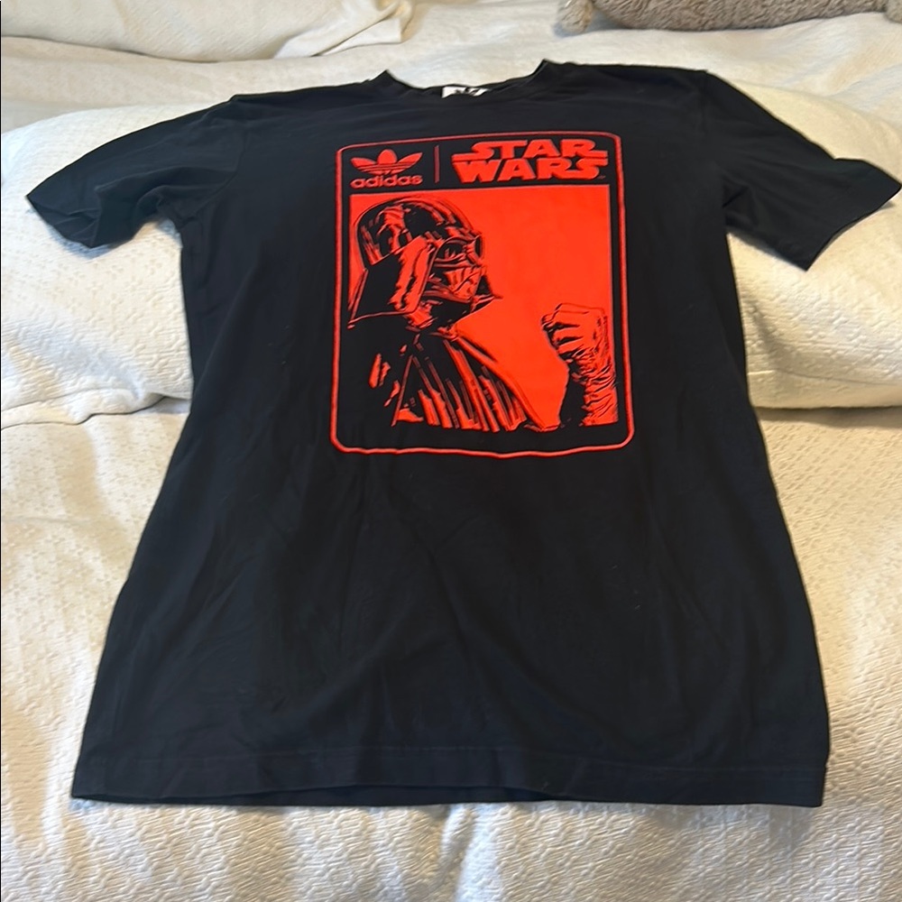 Adidas Black and Red Graphic Tee Short Sleeve